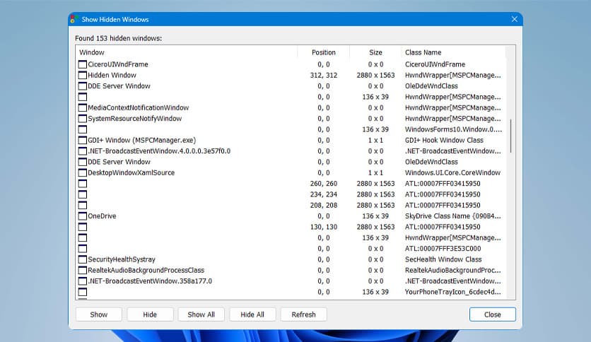 Show Hidden Windows 1.0
