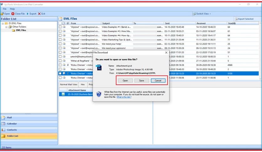 SysTools Windows Live Mail Converter 7.0