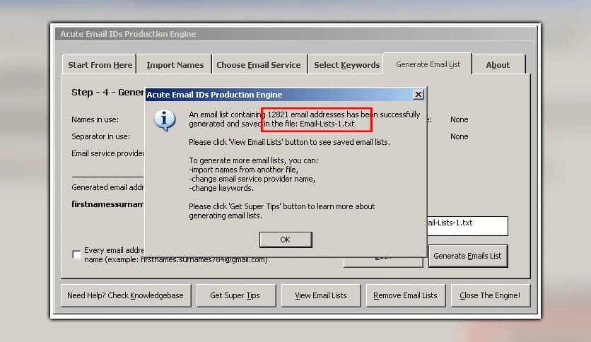 Acute Email IDs Production Engine