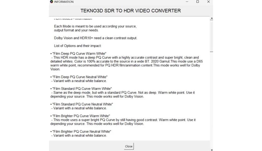 Tekno3d SDR To HDR Converter