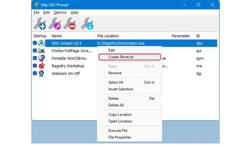 Sordum Skip UAC Prompt