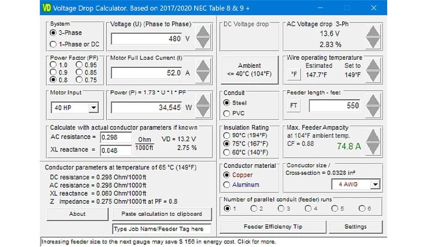 MC Group Voltage Drop Calculator 23.6.6