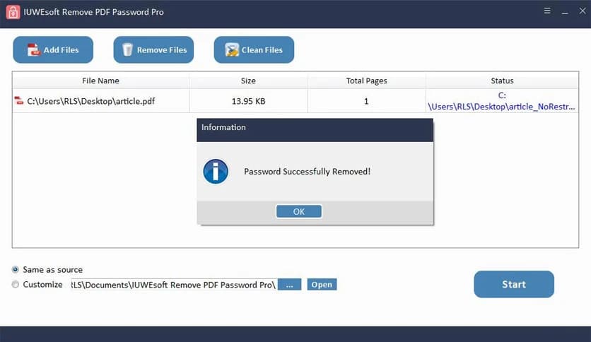 IUWEsoft Remove PDF Password Pro 13.8.0
