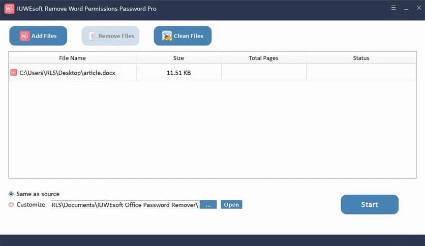 IUWEsoft Remove Word Permissions Password Pro 13.8.0