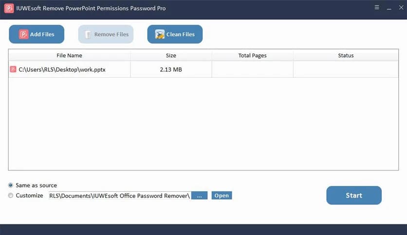 IUWEsoft Remove PowerPoint Permissions Password Pro 13.8.0