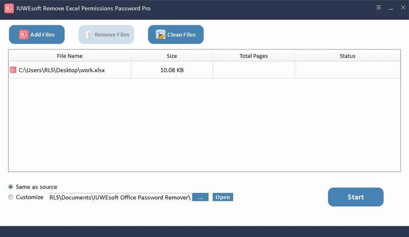IUWEsoft Remove Excel Permissions Password Pro 13.8.0