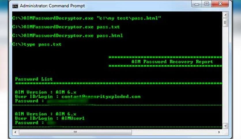 SecurityXploded AIM Password Decryptor