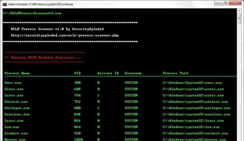 ASLR Process Scanner