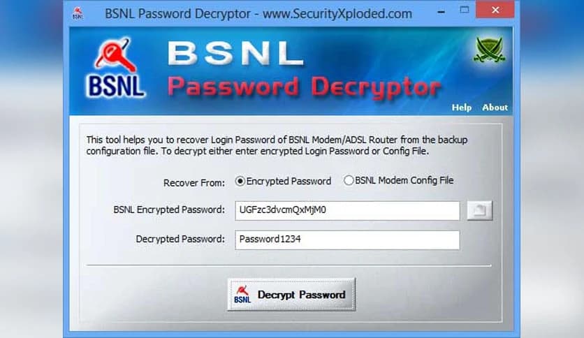 BSNL Password Decryptor