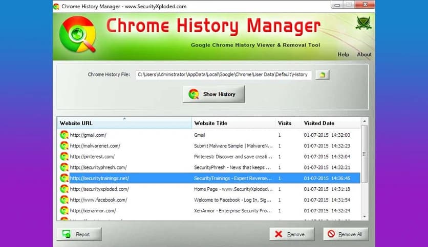 Chrome History Manager