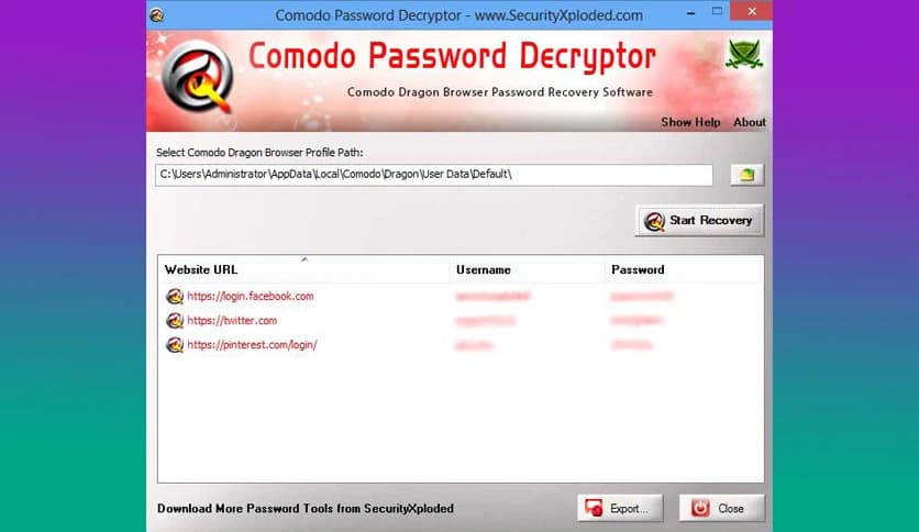 Comodo Password Decryptor