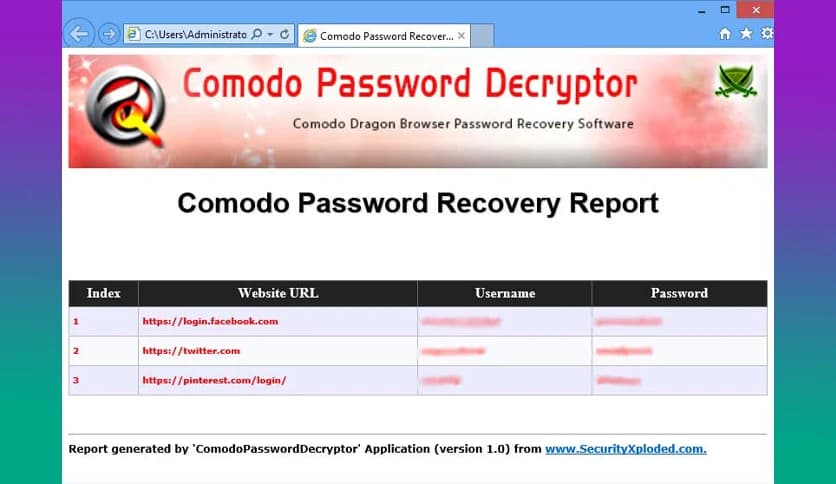 Comodo Password Decryptor
