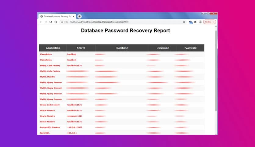 Database Password Recovery