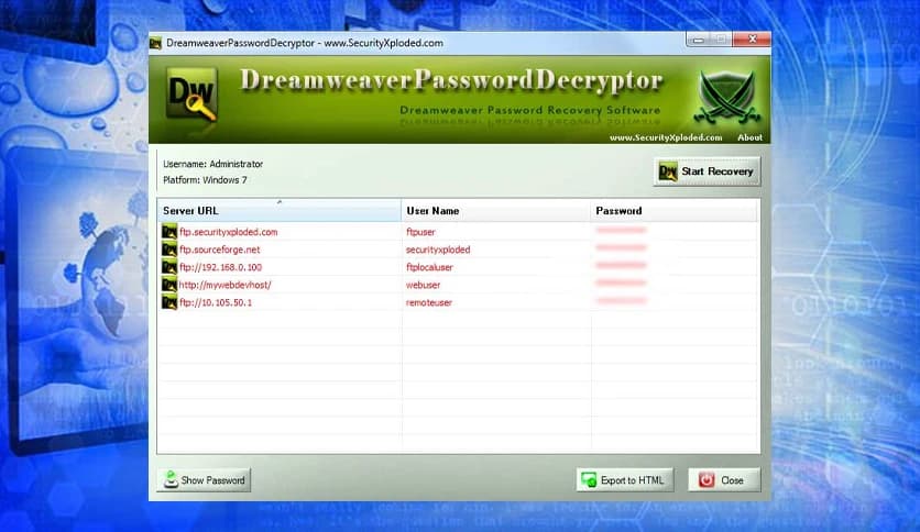 Dreamweaver Password Decryptor