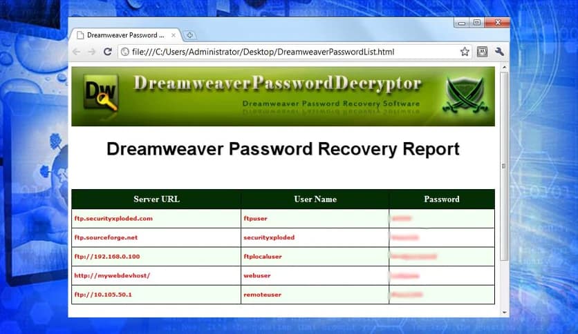 Dreamweaver Password Decryptor
