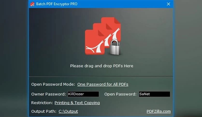 PDFZilla Batch PDF Encryptor PRO 1.2