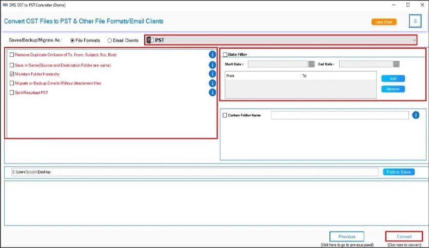 MigrateEmails OST to PST Converter