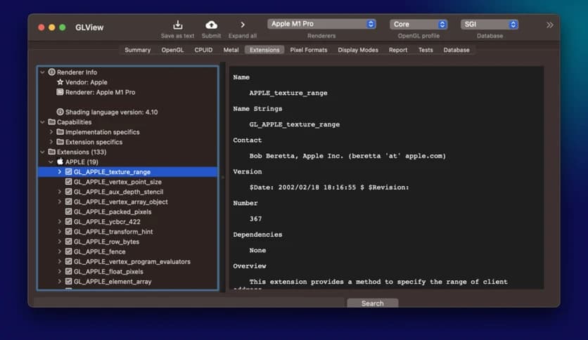 OpenGL Extension Viewer 3.3.7