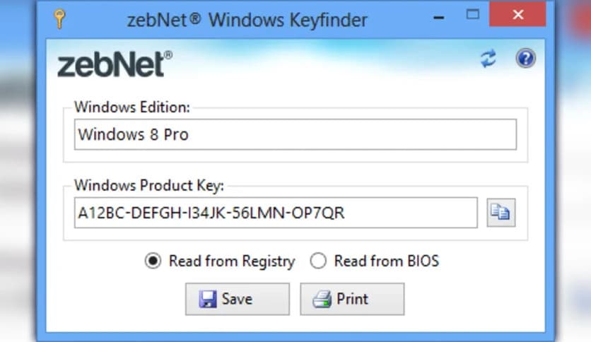ZebNet Windows Keyfinder 7.0
