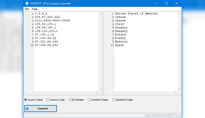 VovSoft IP to Country Converter 1.2.0
