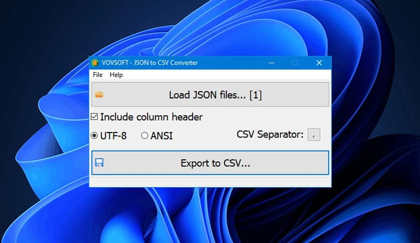 Vovsoft JSON to CSV Converter 1.5