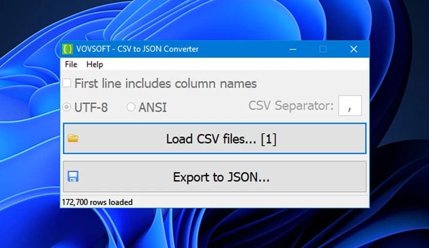 VovSoft CSV to JSON Converter 1.2
