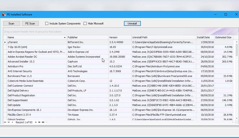 PC Assist Installed Software (PE) 1.3