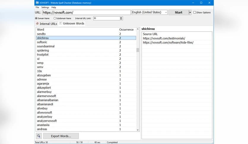 Vovsoft Website Spell Checker 1.3