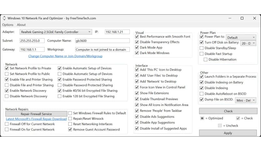 Windows 10 Network Fix and Optimizer Utility 1.4
