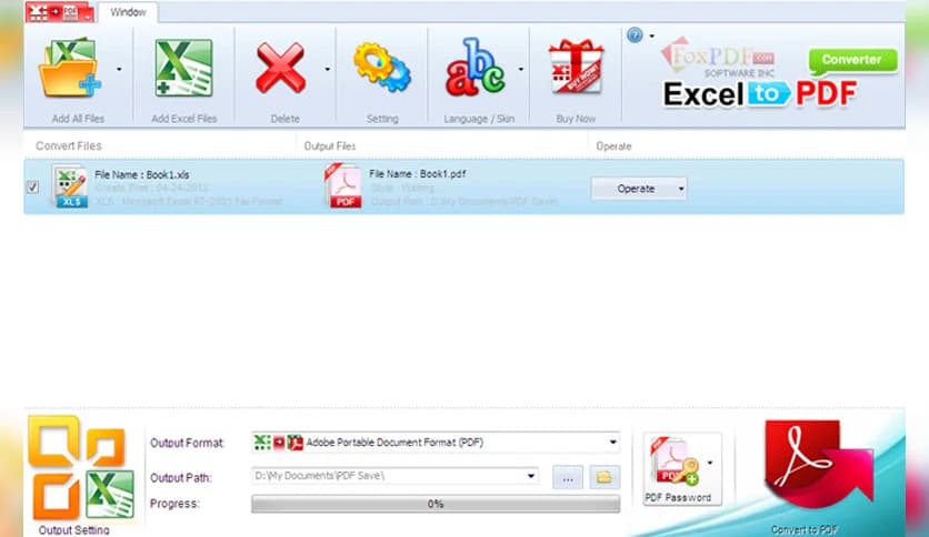 FoxPDF Excel to PDF Converter