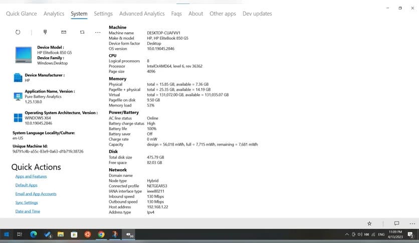 Pure Battery Analytics