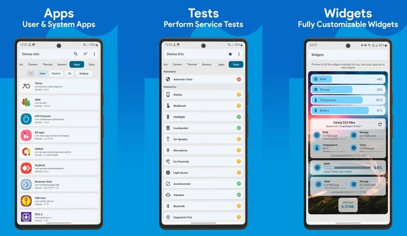 Device Info: Phone CPU, System 3.4.1.3