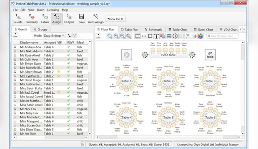 Oryx Digital PerfectTablePlan Professional 7.2.1