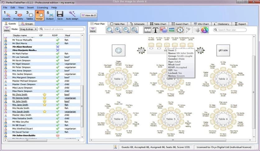 Oryx Digital PerfectTablePlan Professional 7.2.1
