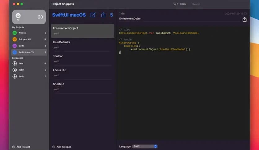 Tegisoft Project Snippets