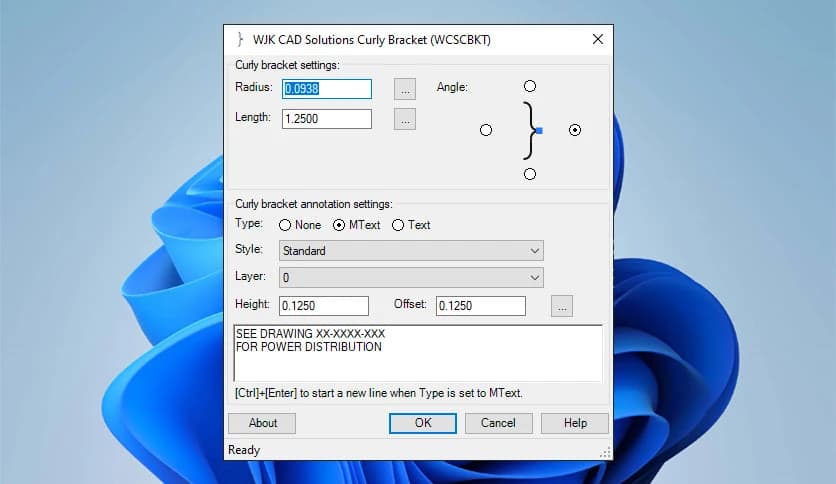WJK CAD Solutions Curly Bracket 2025.0.1.0