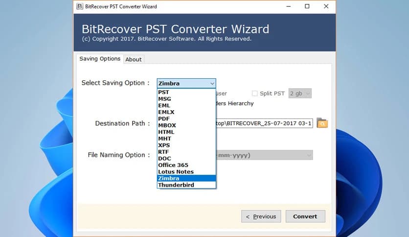 BitRecover PST to Zimbra Wizard 15.0