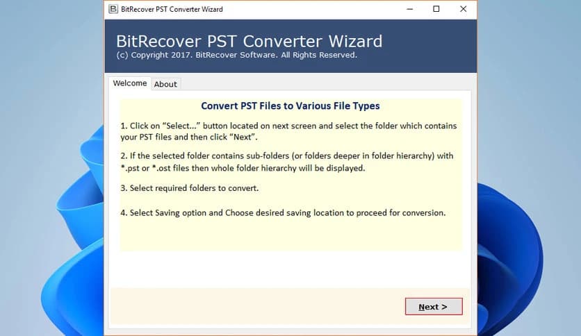 BitRecover PST to Zimbra Wizard 15.0