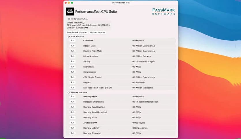 PassMark PerformanceTest CLI