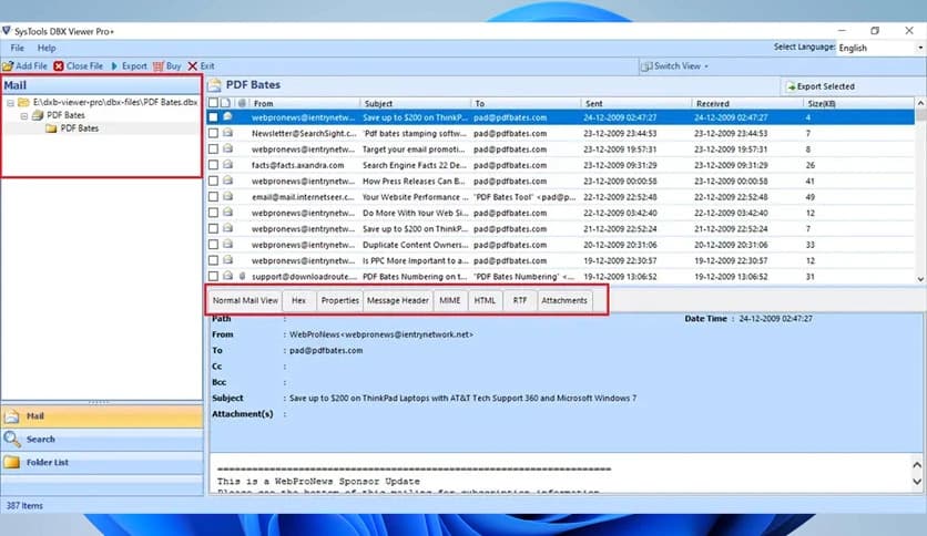 SysTools DBX Viewer Pro Plus 4.0