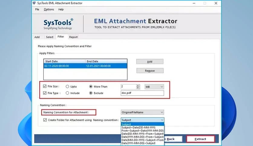 SysTools EML Attachment Extractor 5.0