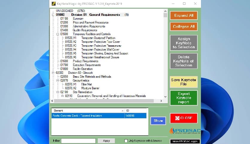 PROISAC-BIM-VDC KeyNote Magic 3.0.0