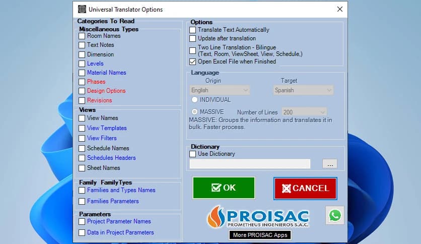 PROISAC-BIM-VDC Universal Translator 3.0.0
