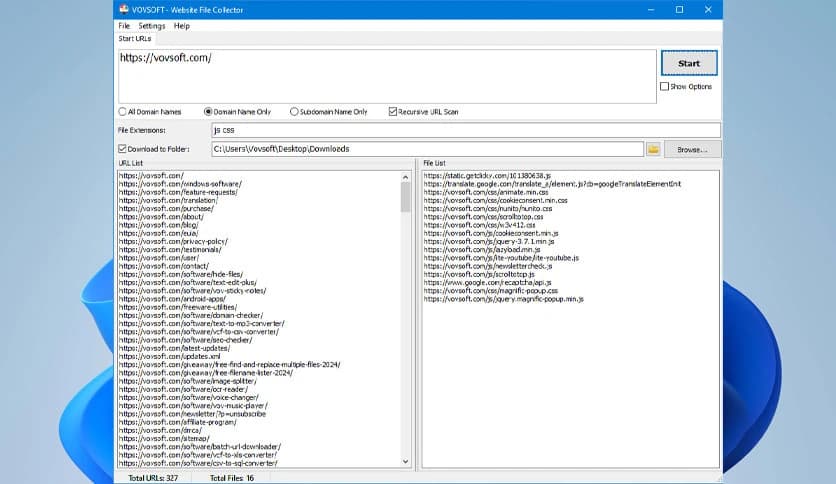 VovSoft Website File Collector 1.6