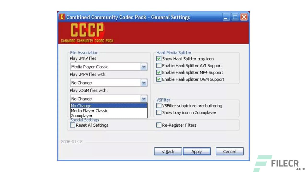 Combined Community Codec Pack (CCCP) 2015-10-18