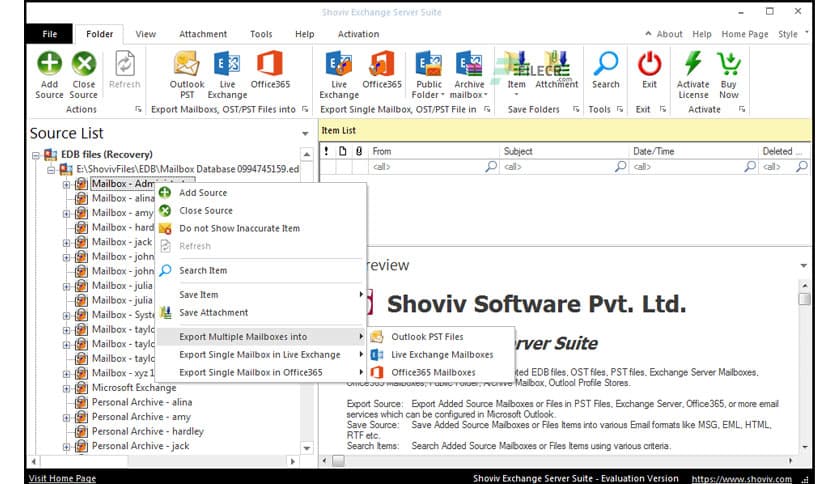 Shoviv Exchange Server Suite 20.1