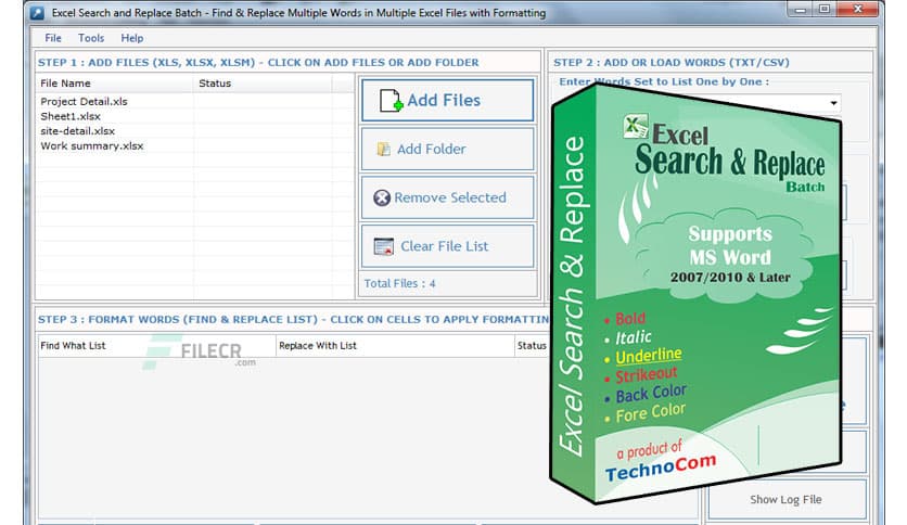 TechnoCom Excel Search and Replace Batch 3.1.1.23