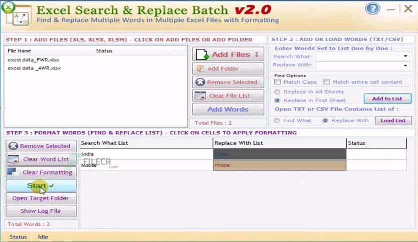 TechnoCom Excel Search and Replace Batch 3.1.1.23