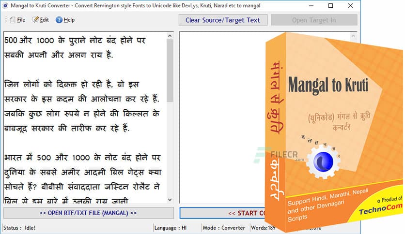 TechnoCom Mangal to Kruti Converter 1.7.1.33