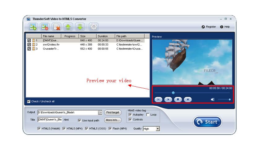 ThunderSoft Video to HTML5 Converter 4.5.0